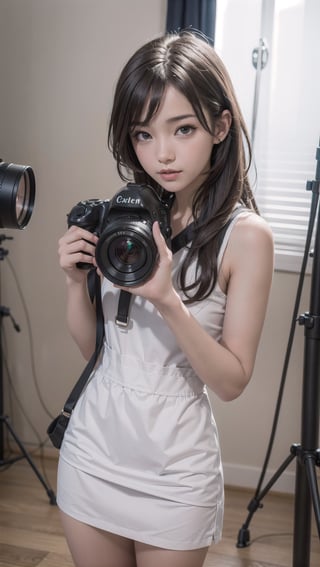 1girl, model, in front of a camera, photo shoot,