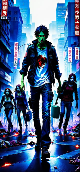 inframe add bold text"City of the Undead" complex zombie apocalypse "City of the Undead" anime poster premium 14PT card stock authenticated breathtaking 8k 16k zombie visuals--chaos 90 --testpfx Description: In a post-apocalyptic world overrun by the undead, survivors struggle to navigate the streets teeming with zombies, desperate to find safety amidst the chaos.