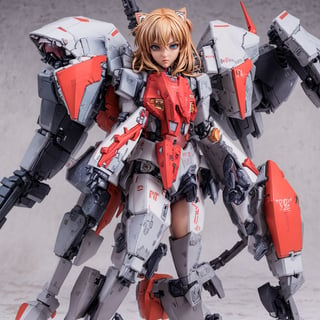 ((High resolution)),((high detailed)),cowboy shot, photorealistic, masterpiece, official art, crimson red and white background,raw photo, best quality, 1girl, character focus, 17 years old, ginger hair, long hair, two buns, resemble Asuka Langley, mecha, mechanical girl, red black exosuit, neon genesis evangalion, mechanical pilot suit, beautiful eyes, (delicate face), perfect detail, perfect feet, cinematic lighting, dark studio, ((hyper detailed face)),((hyper detailed eyes)),(((exposed thighs)))