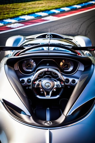 Photo r3al, photo-realistic, masterpiece, hyper-detailed photography, Mercedes McLaren SLR Stirling Moss, driven by Juan Manuel Fangio in Nürburgring, isometric view, Fuji-film XT3s cameras, Use soft lighting and an 8k UHD resolution shot with a DSLR, frank grillo, Movie Still