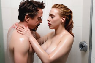 Scarlet Johansson and Robert Downey Jr taking a shower,scarlett johansson,photo r3al, hot