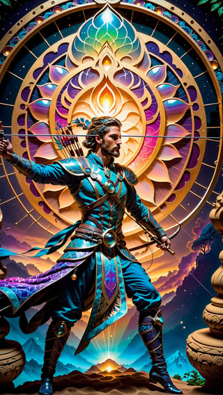 masterpiece), high resolution, highly detailed, detailed background, visionary art style masterpiece , (( the male archer with their bow)) ((( a male archer with his bow drawn back in a dynamic pose ))) (( solo male) in the astral he is a supreme being who stands before the gate to another dimension ,galactic divine energy, , dmt,psychedelic, lsd art, multi-layered Illustration, elegant dress, sacred geometry, kundalini shakti rising, high contrast,HDR, uv highlights ,((symmetrical)), hyper-detailed,hyper-realistic,visionary art ,sharp focus, 32k resolution, a visionary art style masterpiece by Android Jones, Justin Totemical , Simon Haiduk,More Detail ( solo female) (masterpiece),best quality, masterpiece, beautiful and aesthetic, 16K, (HDR:1.4), high contrast, high resolution, highly detailed, detailed background,Exquisite details and textures, cinematic shot, Cold tone, (vibrant and intense:1.2), wide shot, ultra realistic illustration, siena natural ratio, Legendary, Interstellar, Blend of Reality and Imagination, visionary art style masterpiece of (( male archer with their bow)) ((( a male archer))) (( solo male),8k resolution, intricate lines, rococo style, glowing colors an ultra hd, magic, surreal, fantasy, , broken glass effect, stunning, energy, molecular textures, iridescent and luminescent scales, breathtaking beauty, pure perfection, divine presence, unforgettable, impressive, breathtaking image, volumetric light, by ivv, rays, vivid colors reflects, uhd, pixie hair style , female protagonist , ornate embroidered headpiece, crystal, ribbons , translucent energy strands , uv highlights, ,pyromancer,Circle,fantasy00d,High detailed More Detail, realistic faces, detailed faces, ((psychedelic visionary art style)) (( solo male)) handsomel male ,sacred geometry,in the style of visionary art symmetrical, dynamic, golden ratio, epic composition, visionary art, dmt,psychedelic shamanic symbols and energy, geometric waves of light energy , sacred geometry, shamanism, inspiring , captivating visions, dmt,psychedelic, lsd art, high contrast,HDR, hyper-detailed,hyper-realistic,visionary art ,sharp focus, 32k resolution, Simon Haiduk, a visionary art style masterpiece by Android Jones, Justin Totemical , Simon Haiduk,realhands,Enhance,Sexy Muscular, 