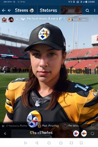 (((1woman)))  Usando  jersey  de los (((pitsburg steelers))) nfl,REALISTIC portrait american football ,nsfw ,portrait REALISTIC