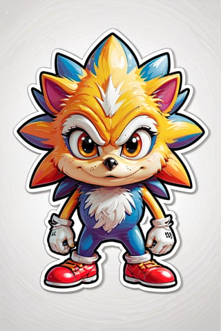 Logo business white clean background , the super  Sonic the Hedgehog head only cartoon , pro vector, high detail, t-shirt design, grafitti, vibrant, t-shirt less, best quality, wallpaper art, UHD, centered image, MSchiffer art, ((flat colors)), (cel-shading style) very bold neon colors, ((high saturation)) ink lines, clean white background environment
 