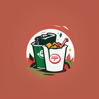 Logo of a fastfood restaurant, attractive, minimalism, red and green, solid shape
