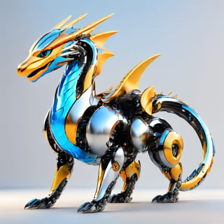 An amicable-looking robotic dragon,  designed with futuristic,  blue,  sleek metallic detailing,  referencing futuristic concept art by US company., 3d style,Enhance,Metallic Dragon,Wonder of Art and Beauty