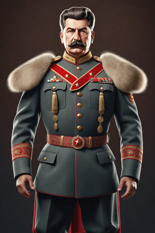((full body)) body_marking, highly detailed shot tribal version character of "Little Stalin", masterpiece artwork, army accent, detailed face features, subtle gradients, extremely detailed, photorealistic, 8k, centered, perfect symmetrical, studio photography, muted color scheme, made with adobe illustrator, solid dark background 