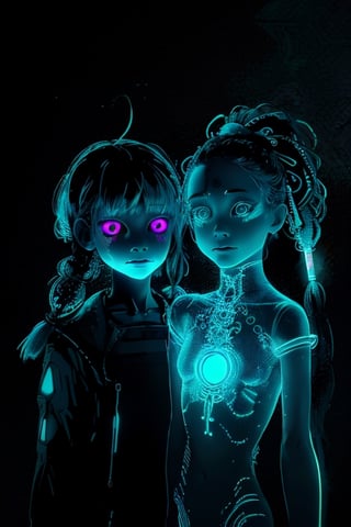 Photography,  realistic, humanoid  ghostly,  girl ghost,  glowing body spectrum,  female,  Intricate phantom Features,  Scary Face,  Dreadlocked Hair,  Long Bangs,  Long Ponytail,  Neon Teal,  Dark neon Eyes,  Indian Art, Lofi, bigbyTWAS_soul3142, t0r3t0,xjrex