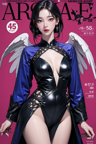 ((arc angel, )) thigh up body, standing, 1girl, looking at viewer, intricate clothes, professional lighting, different hairstyle, coloful outfit, colorful background, magazine cover, fantasy, ancient, armorring, aespakarina, 