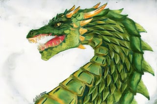 high_resolution, high quality, realistic 8k green dragon with shiny scale, crocodile skin bone horn 