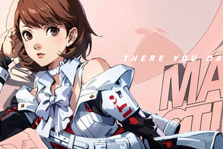 ((masterpiece, best quality)) Persona3Yukari, 1girl, solo, short hair, brown hair, brown eyes, upper_body,Persona3Yukari, white choker,viewed from side, arms_above_head , pink and white themed dress,