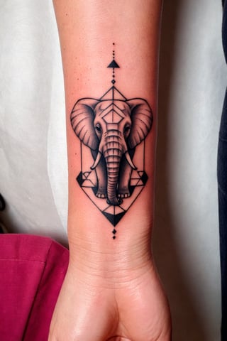 Wrist Tattoo, Tattoo Design, a geometric elephant tattoo shapes

