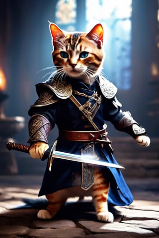 ((photo:1.2)), A cute cat battle mage, sword and shild with runes, dramatic lighting, dynamic pose, dynamic camera,masterpiece, best quality, dark shadows, ((dark fantasy)), detailed, realistic, 8k uhd, high quality
