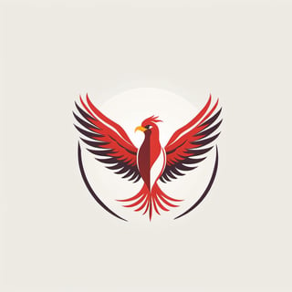 Create a sophisticated and minimalist 2D corporate logo for a prestigious training institution, focusing on a phoenix motif. The primary color should be a bold and empowering red, while the secondary color is a crisp and clean white. Emphasize a sense of professionalism and growth, aligning with the institution's commitment to excellence and transformative education.