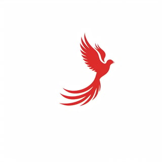 Create a sophisticated and minimalist 2D corporate logo for a prestigious training institution, focusing on a phoenix motif. The primary color should be a bold and empowering red, while the secondary color is a crisp and clean white. Emphasize a sense of professionalism and growth, aligning with the institution's commitment to excellence and transformative education, circle, white background