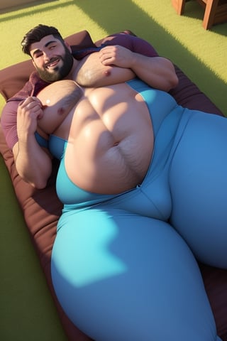 (masterpiece), 3d best quality, handsome charming beard man , short hairs, beautiful smiling, extra wide chest, extra fat pecs, slim tummy, hourglass body shape waistline, curvy wide hips, curvy body shape, perfect wide round fat ass, beefy wide and curvy fat thighs, wearing sexy costume, in the room, laying down, showing ass,mature