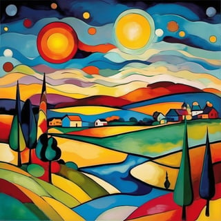 Landscape, Style of Wassily Kandinsky, colored, best quality, 16K resolution