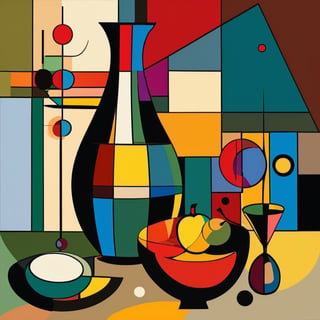 Still life, Style of Wassily Kandinsky, colored, best quality, 16K resolution