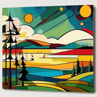 Landscape, Style of Wassily Kandinsky, colored, best quality, 16K resolution