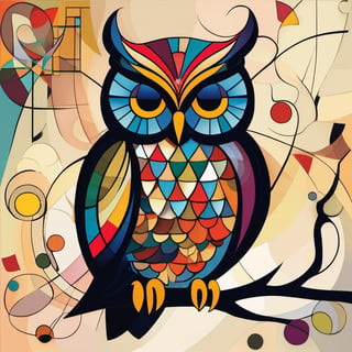 Owl, Style of Wassily Kandinsky, colored, best quality, 16K resolution