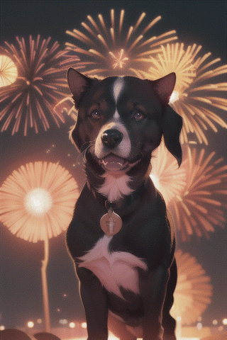 puppy nigth firework