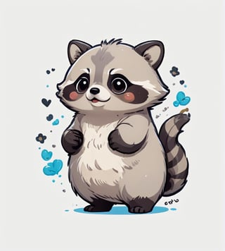 large raccoon, kawaii, cute, Line Chibi, white background, comic,ANIME ,Leonardo Style, anatomically correct,CARTOON,(best quality,ghibli