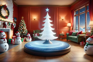 Best quality,masterpiece,ultra high res,(christmasdecorations),(inaredroomwithchristmascandyandsnowmen),(renderedincinema4dstyle),(glowwave),(sketchfab),(realisticscenes),(hyper-realistic),(storybook-like)