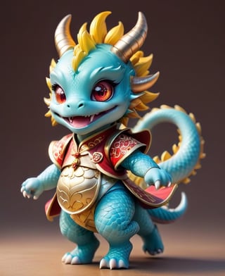  (((dancing)))
Laugh, be happy, smile showing teeth
((cute eyes)) ((round eyes)) (((chubby dragon)))
Chibi light blue and light gold Chinese dragon with golden horns, Chinese dragon head, 
Red and gold cheongsam vest, yellow eyes  
minimalist design, BIG EYES,BIG Anime EYES,CHIBI, Q version