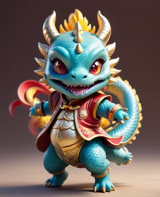  (((dancing)))
Laugh, be happy, smile showing teeth
((cute eyes)) ((round eyes)) (((chubby dragon)))
Chibi light blue and light gold Chinese dragon with golden horns, Chinese dragon head, 
Red and gold cheongsam vest, yellow eyes  
minimalist design, BIG EYES,BIG Anime EYES,CHIBI, Q version