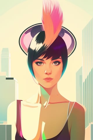 style of Alena Aenami,  wo_marywinstead01,  pink bob cut,  black dress,  portrait,  night city in the background,  centered,  in frame,  concept art,  digital illustration,  matte,  sharp focus,  smooth,  intrincate