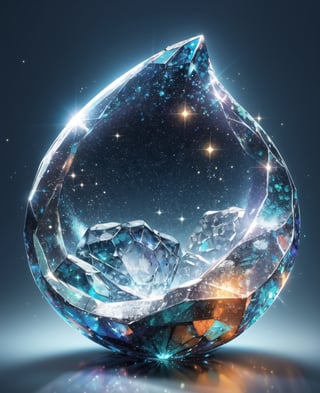 simple background, shiny, gradient, gradient background, no humans, sparkle, shadow, glowing, blue background, gem, light particles, reflection, crystal, transparent, still life