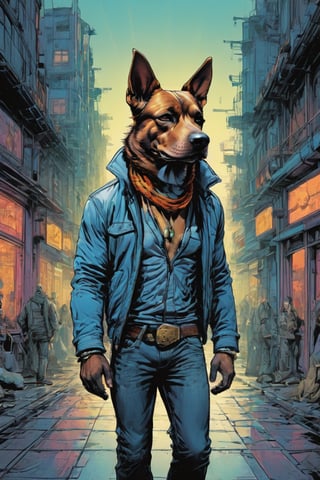 anthro (dog:1.1) merge (man:0.9) combo | wearing casual urban wear | urban setting | [no human skin:1.3], elegant, highly detailed, dramatic cinematic light, sharp focus, beautiful, divine holy, scenic, handsome, depicted, intricate, illuminated, professional, extremely, stunning, wonderful, attractive, best