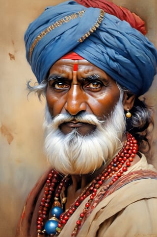 a telephoto shot, 1000 mm lens, f2, small depth of field, darkm background, focused on the eyes, close cropped eyes only, an old indian mans eyes, sunglasses, wearing blue turban, red baubles, very detailed straggly beard, art by john singer sargent, detail in hair, (((detail in the eyes, detail in the hair and beard,))) focus on the eyes, piercing bright eyes, very detailed eyes, hippie neck and shoulder, staring at viewer, national geographic style, 
