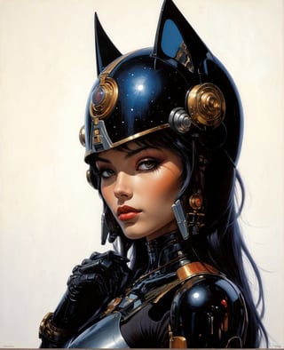 art by Masamune Shirow, art by J.C. Leyendecker, art by boris vallejo, art by gustav klimt, art by simon bisley, a masterpiece, stunning beauty, hyper-realistic oil painting, a galactic scene, Ahsoka Tano, combined with Robby the Robot, 