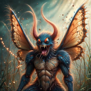 An extreme macroscopic close up of a butterfly's mouth, face and body and wings, sporadic hairs, Bitey, stinging pointing things, sucking probes, digital artwork by Beksinski,potma style,action shot, in the style of esao andrews,stworki