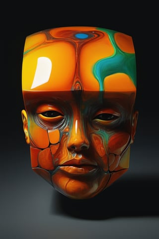 art by yashitomo nara, (((a cube shaped head))), stunning beauty, hyper-realistic oil, vibrant colors, dark chiarascuro lighting, a telephoto shot, 1000mm lens, f2,8, ,p3rfect boobs,Vogue,more detail XL