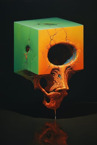 photography by bob Carlos Clarke , a cube shaped head, stunning beauty, hyper-realistic oil painting, vibrant colors, dark chiarascuro lighting, a telephoto shot, 1000mm lens, f2,8,Vogue,more detail XL