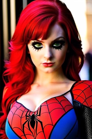 big breast girl in spiderman cosply