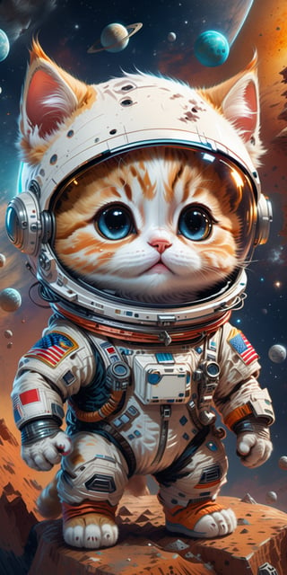 Create an adorable and super realistic 4K Ultra HDR image of a cute chibi-style Kitten Astronaut. This masterpiece should portray a character that's both super cute and incredibly detailed, offering a delightful blend of charm and high-quality artistic realism.