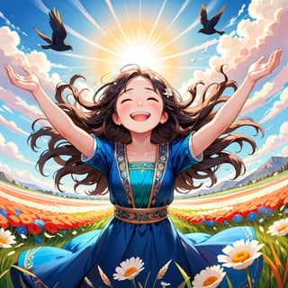 masterpiece, best quality, hope, prayer, noto peninsula, earthquake, disaster relief, rebuild, community, togetherness, unity, 1girl, looking up, hands clasped, eyes closed, smiling, sunshine, blue sky, clouds, wind, flower field, blowing hair, flowing dress, warm colors, soft lighting, depth of field, detailed background, dynamic composition, vibrant, joyful, uplifting, inspiring, heartwarming, stunning lighting, intricate details, intricate patterns, flowing fabrics, flowing hair, natural beauty, scenic landscape, lush grass, gentle breeze, birds flying, healing, rebuilding, helping hands, compassion, care, love, xxmixgirl