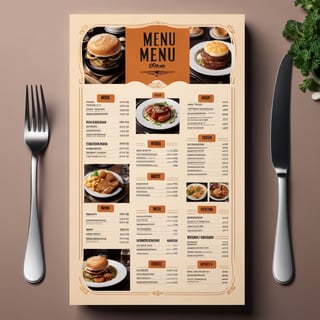 Visual Design, Menu, aesthetic, a menu for a restaurant with a variety of food items on the top of the, inspired by Konstantin Westchilov, a poster, international typographic style, restaurant menu photo, diner caffee, restaurant!!!, restaurant!, layout design, gourmet restaurant