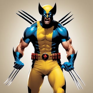Wolverine, LoganHowlett, W0lverine, mask, yellow bodysuit, blue gloves, IronClaws,