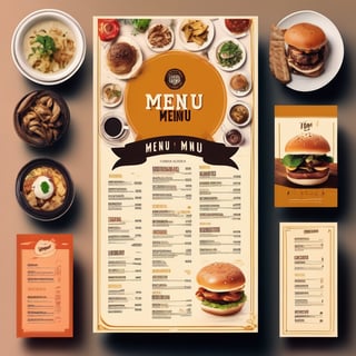 Visual Design, Menu, aesthetic, a menu for a restaurant with a variety of food items on the top of the, inspired by Konstantin Westchilov, a poster, international typographic style, restaurant menu photo, diner caffee, restaurant!!!, restaurant!, layout design, gourmet restaurant