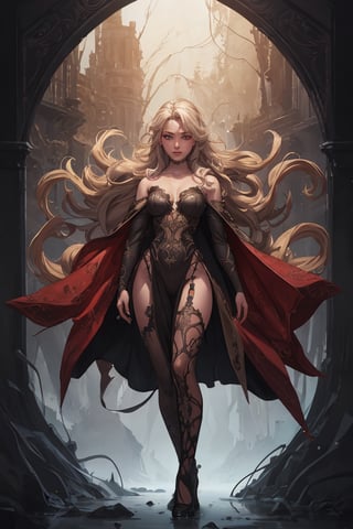 full body, centered, elsa from frozen as a succubusgirl, dark art, red bloody eyes , dark eyes, hoarfrost metal lace, fantasy, sunlight, sunbeam, intricate detail. 8k, dreamlike, surrealism, symmetrical, soft lighting, trending on artstation, intricate details, highly detailed, unreal engine, by ross tran, wlop, artgerm and james jean, Brian Froud, art illustration by Miho Hirano, Neimy Kanani, oil on canvas by Aykut Aydoğdu, oil painting, heavy strokes, paint dripping