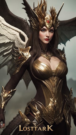 wallpaper character, leagueOfAngel, lost ark,
a woman with a dragon like head and wings on her back 