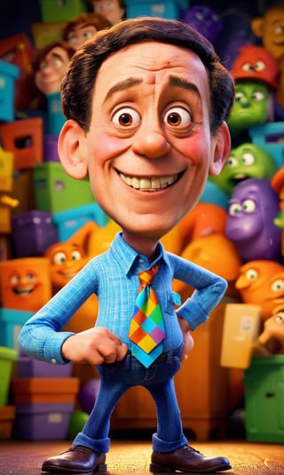 Funny man cartoon character in Pixar style, humorous, cartoon, character design, detailed shading, vibrant colors, character design by Pixar, 4k resolution,disney style