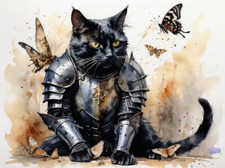 
the most detailed detailed watercolor drawing, the most detailed image, full-length, (((a fabulous brave black cat in knight's armor fights with a moth))), ((the most detailed drawing of a cat's muzzle and eyes)), the most expressive dynamic pose, highly detailed watercolor + ink + drawing with thin lines, in the style of Mikhail Garmash, extremely detailed, image of the highest quality, small details, (Masterpiece: 1.5), (best quality: 1.5). elaboration of small details, maximum emphasis,more detail XL