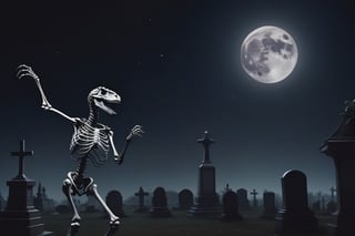 cemetery,skeleton,dance,dinosaur,dark,under_moon