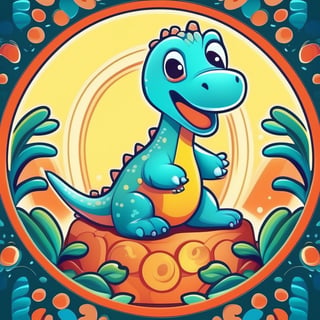 male super cute dinosaur inside a circle background, cute cartoon style, colorful, very clear, very creative, beautiful, 3d childish cute cartoon style:1.3, exceptional cute dinosaur anatomy, Asian folklore 