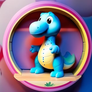  male super cute dinosaur inside a circle background, colorful, very clear, very creative, beautiful,  exceptional cute dinosaur anatomy ,awe_toys,toy_face